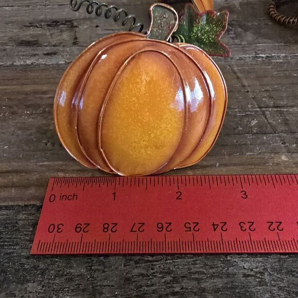 Set of 8 Fall Thanksgiving Metal Pumpkin Napkin Ring Holders Rustic - Picture 5 of 5
